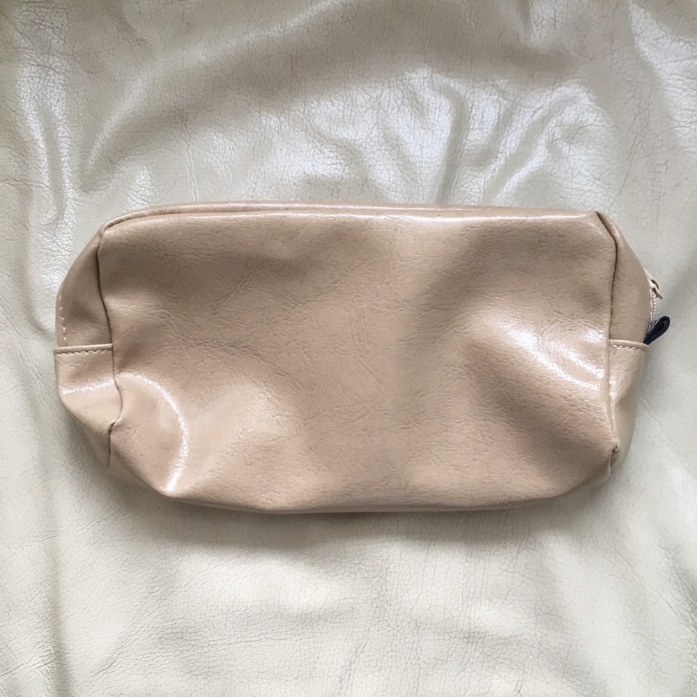 Tan faux leather zipper pencil case